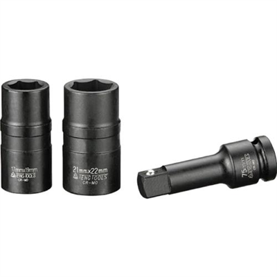 Teng 3pc 1/2in Dr. Wheel Nut Skt Set 17x19&21x22mm