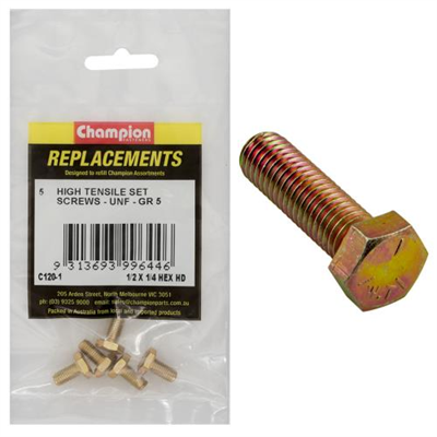 Champion 1/4UNC x 1/2in Set Screws/Nuts - Mini Jar -5pk**
