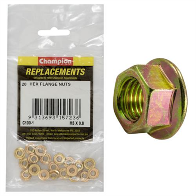 Champion M5 x 0.8 Hex Flange Nut -20pk