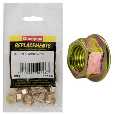 Champion M10 x 1.25 Hex Flange Nut -20pk