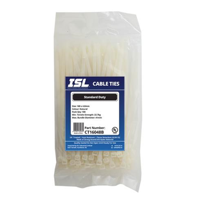 ISL 160 x 4.8mm Nylon Cable Tie - Nat. - 100pk