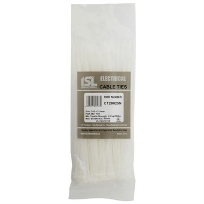 ISL 200 x 2.5mm Nylon Cable Tie - Nat. - 100pk