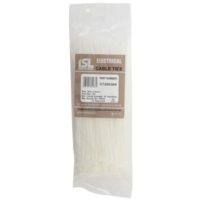 ISL 200 x 3.6mm Nylon Cable Tie - Nat. - 100pk