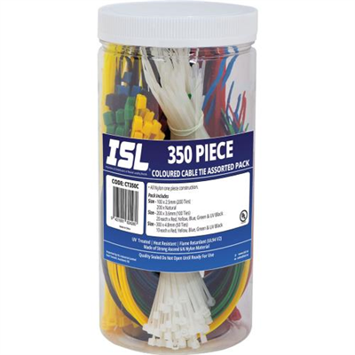 ISL 350pc ISL Coloured Cable Tie Assorted Pack