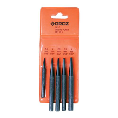Groz 5pc Centre Punch Set (1.5mm To 4.0mm)