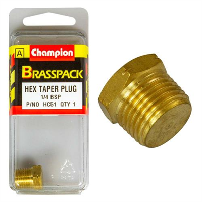 Champion Brass 1/4in BSP Hex Taper Plug