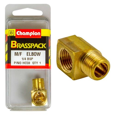 Champion Brass 1/4in BSP F/M Elbow