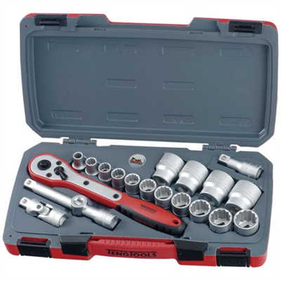 Teng 20pc 1/2in Dr. AF Reg. Socket Set 12Pnt