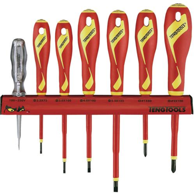 Teng Screwdriver Set 7pcs VDE 1000v Wall Rack