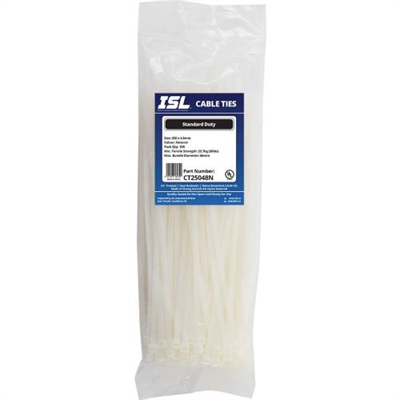 ISL 250 x 4.8mm Nylon Cable Tie - Nat. - 100pk