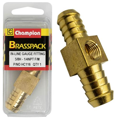 Champion In-Line Gauge Fittings Brass 5/8inH-1/4inNpt Female
