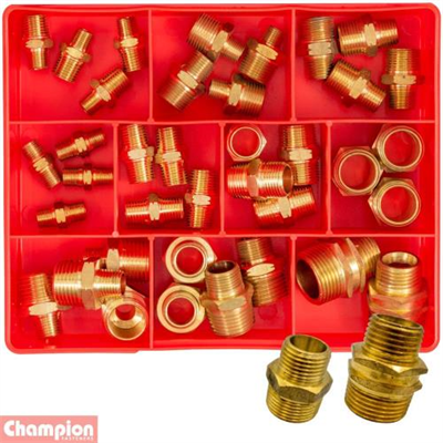 Champion 37pc Brass Hex Nipple Fittings Assortment