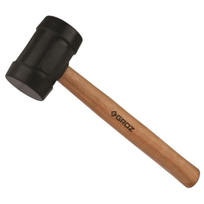 Groz Rubber Mallet 16oz-Black Head- Hickory Wood Handle 14in