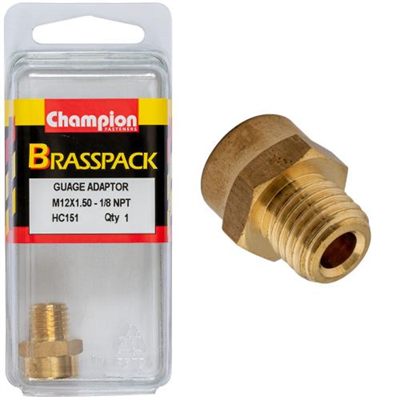 Champion Gauge Adaptor Brass M12x1.5 Male-1/8 NPT Female-1pk