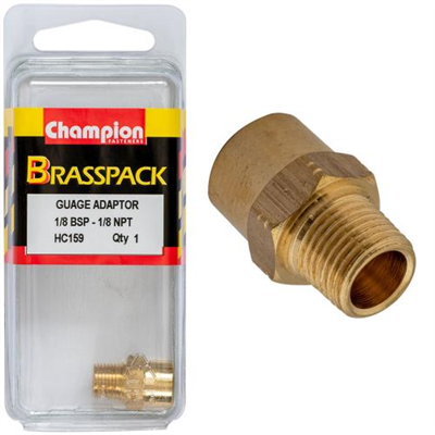 Champion Gauge Adaptor Brass 1/8 Bsp Male-1/8 NPT Female-1pk