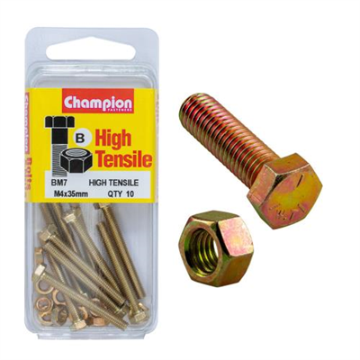 Champion Hex Set Screw High Tensile M4x35mm Grade 8.8 - 10pk