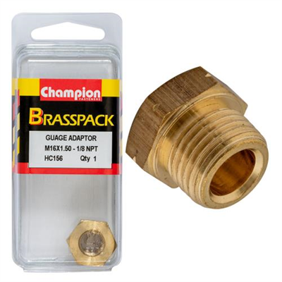 Champion Brass Gauge Adaptor M16x1.50 Male to 1/8 NPT Female