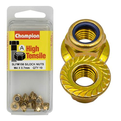 Champion Hex Flange Self-Locking Nuts Nylon Insert M4x0.7mm