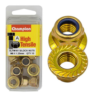 Champion Hex Flange Self-Locking Nuts Nylon Insert M8x1.25mm