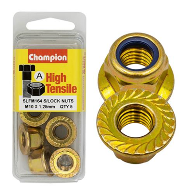 Champion Hex Flange Self-Locking Nuts Nylon InsertM10x1.25mm